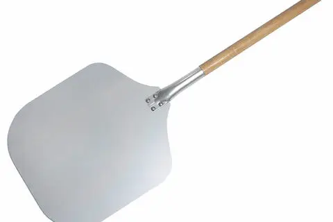 Pizzaschaufel aus Aluminium, mit Holzstiel